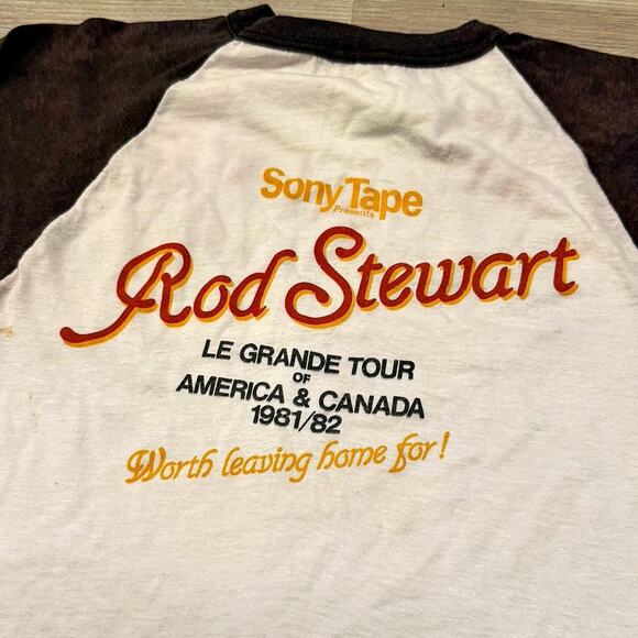Vintage Rod Stewart 1981/82 Tour Raglan Tee – M (38-40) – White/Black Baseball T - Picture 2 of 8